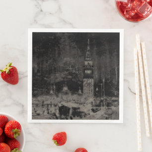 Schwarz und Taupe Skyline Venedig Italien Serviette