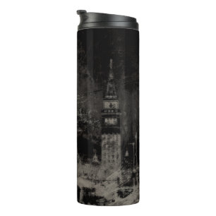 Schwarz und Taupe Skyline Venedig Italien Thermosbecher