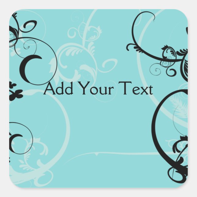 Schwarz und Türkis Quadratischer Aufkleber (Vorderseite)