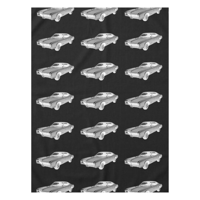 Schwarz und Weiß 1967 Buick Riviera Pop Tischdecke (Vorderseite)