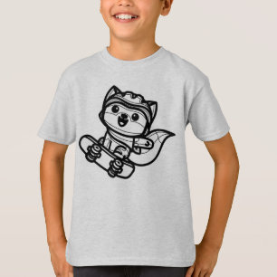 SCHWARZ UND WEISS #28 - Fuchs spielt mit Skateboar T-Shirt