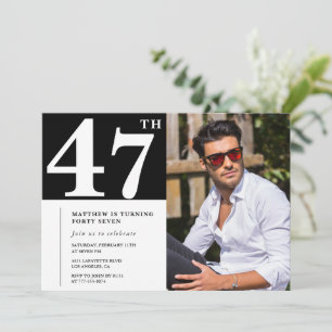 Schwarz und Weiß 47. Geburtstag Einladungen Foto