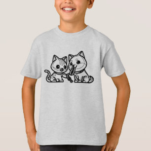 SCHWARZ UND WEISS #55 - Hund Und Katze Beste Freun T-Shirt