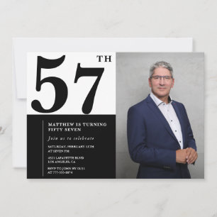 Schwarz und Weiß 57. Geburtstag Einladungen Foto