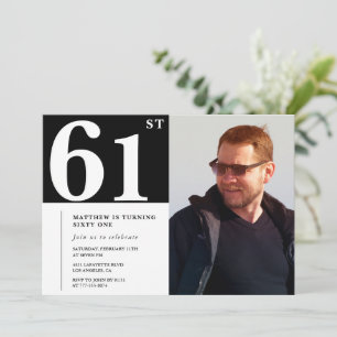 Schwarz und Weiß 61. Geburtstag Einladungen Foto
