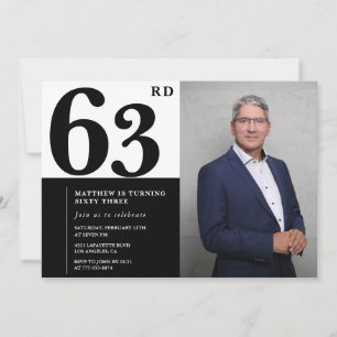 Schwarz und Weiß 63. Geburtstag Einladungen Foto