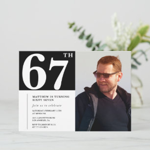 Schwarz und Weiß 67. Geburtstag Einladungen Foto