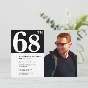 Schwarz und Weiß 68. Geburtstag Einladungen Foto