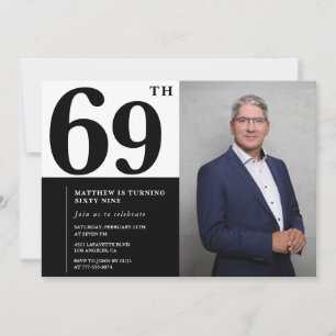 Schwarz und Weiß 69. Geburtstag Einladungen Foto