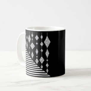Schwarz und weiß, abstrakt, geometrisch, einfach, kaffeetasse