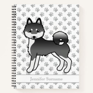 Schwarz und Weiß Alaskan Klee Kai Dog & Text Notizbuch