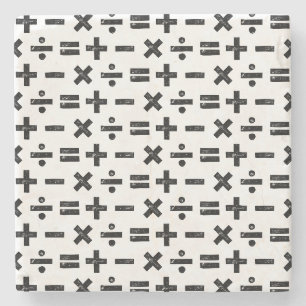 Schwarz und Weiß Alle Mathematik Symbole Lino Schn Steinuntersetzer