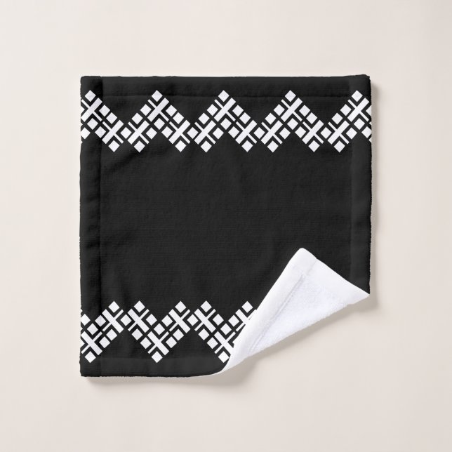 Schwarz und Weiß Badhandtuch Set (Waschlappen)