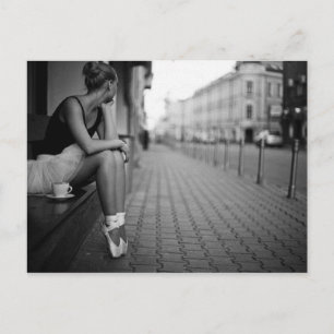 Schwarz und Weiß Ballerina Postkarte
