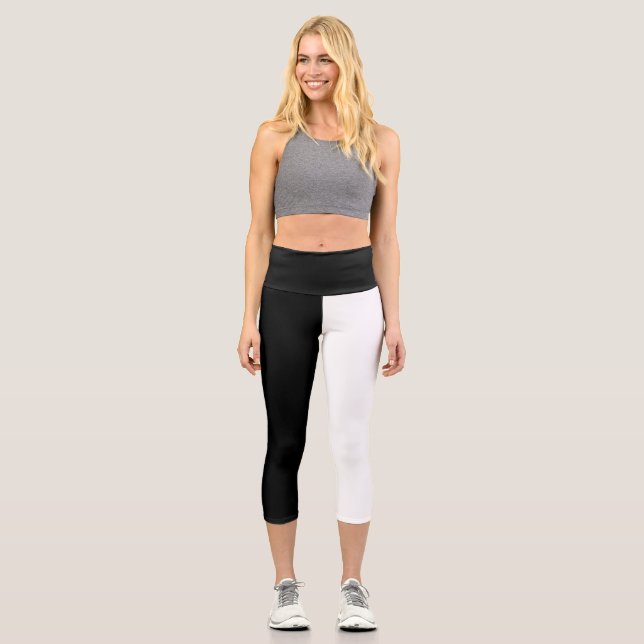 Schwarz und Weiß Capri Leggings (Vorderseite)