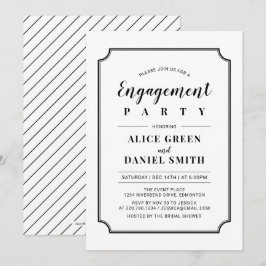 Schwarz und Weiß | Classic Wedding Engagement Part Einladung