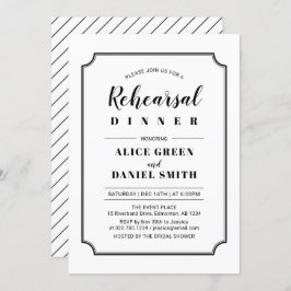 Schwarz und Weiß | Classic Wedding Probe Dinner Einladung