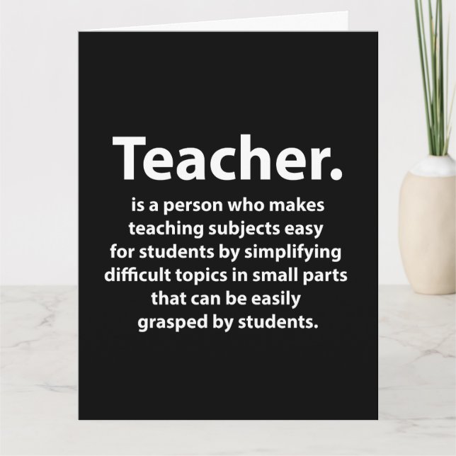 Schwarz und Weiß Dankeschön an die Lehrer Karte (Vorderseite)