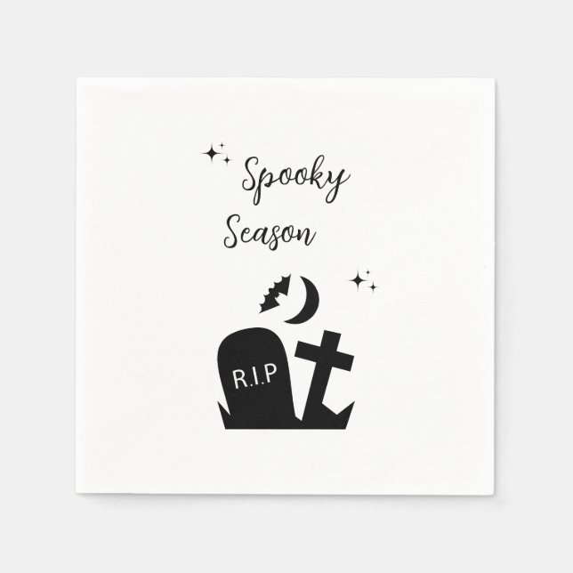 Schwarz und Weiß Edgy Grungy Halloween Napkins Serviette (Vorderseite)