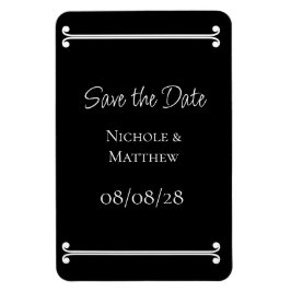 Schwarz und Weiß Elegant Save the Date einfach Magnet