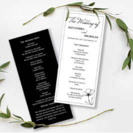 Schwarz und Weiß Elegante Moderne Hochzeit Programm