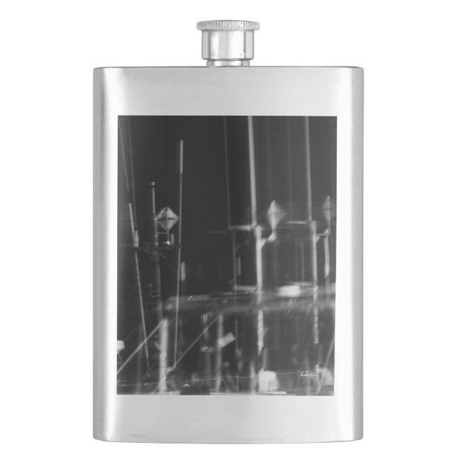 schwarz und weiß Foto- abstrakt Flachmann (Vorderseite)