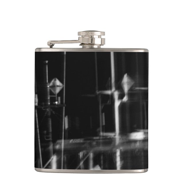 schwarz und weiß Foto- abstrakt Flachmann (Vorderseite)