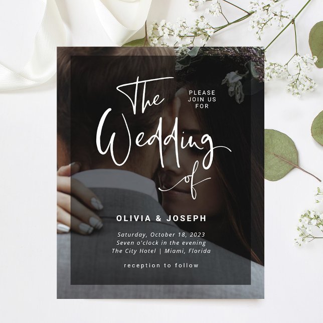 Schwarz und Weiß | Foto Hochzeitseinladung Flyer (Von Creator hochgeladen)