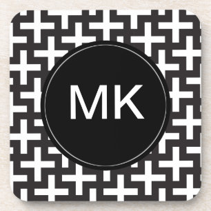 Schwarz und Weiß geometrisch Getränkeuntersetzer