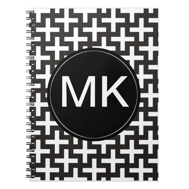 Schwarz und Weiß geometrisch Notizblock (Vorderseite)