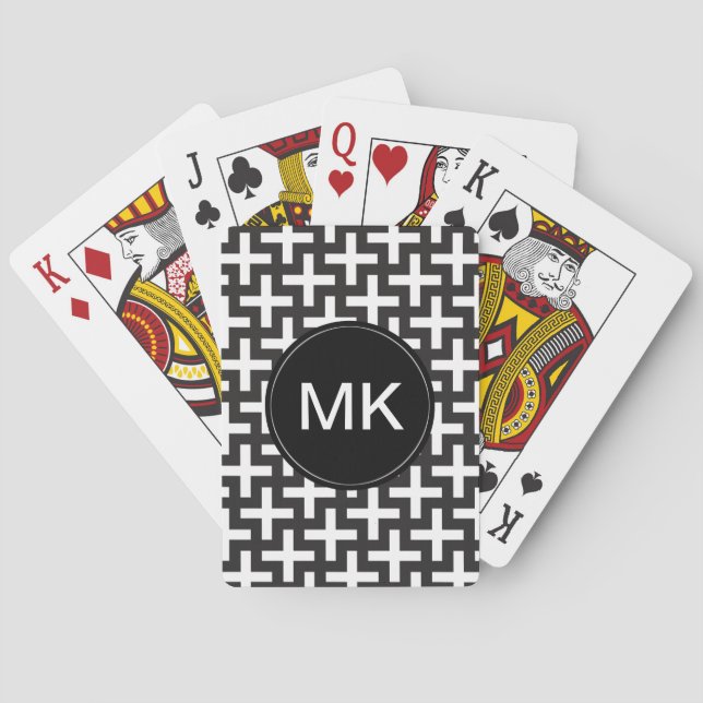 Schwarz und Weiß geometrisch Spielkarten (Rückseite)
