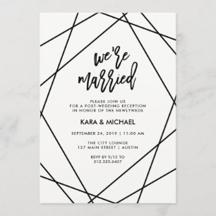 Schwarz und Weiß geometrisch   Wir sind Verheirate Einladung