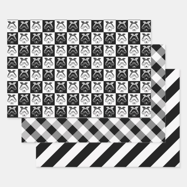 SCHWARZ UND WEISS GESCHENKPAPIER SET (Set)