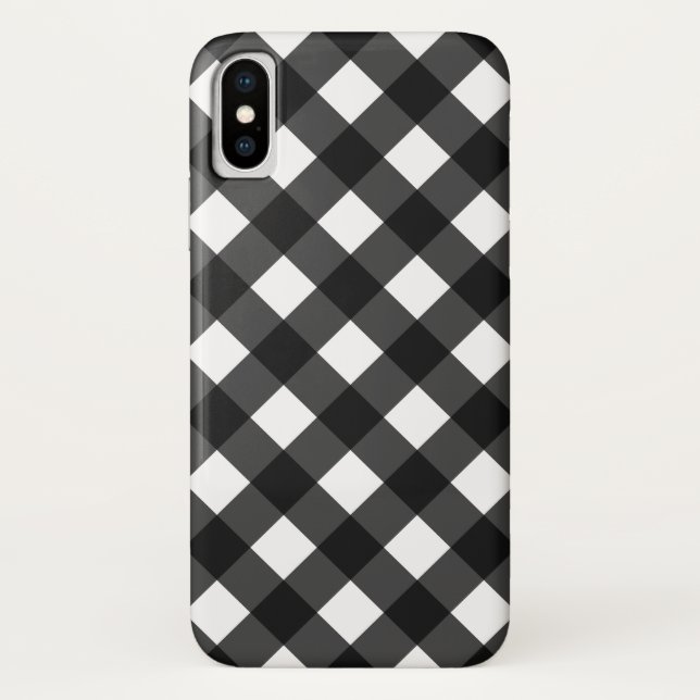 Schwarz und Weiß Gingham Case-Mate iPhone Hülle (Rückseite)