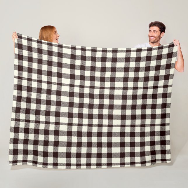 Schwarz und Weiß Gingham Classic Moderne Fleecedecke (Beispiel)