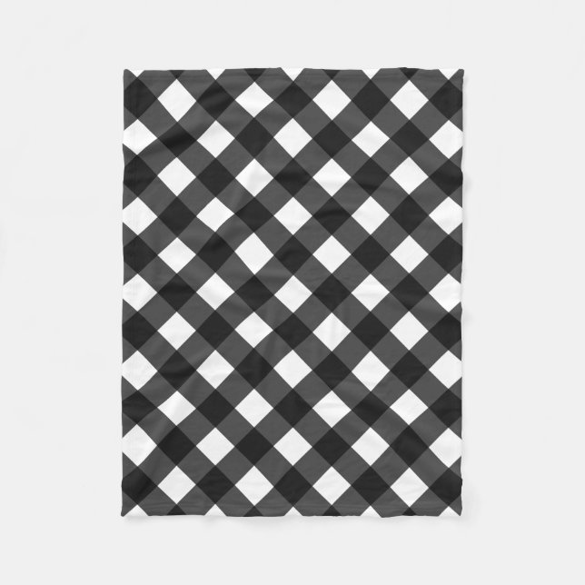 Schwarz und Weiß Gingham Fleecedecke (Vorderseite)