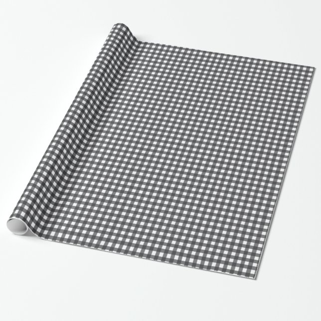 Schwarz und Weiß Gingham Geschenkpapier (Ungerollt)