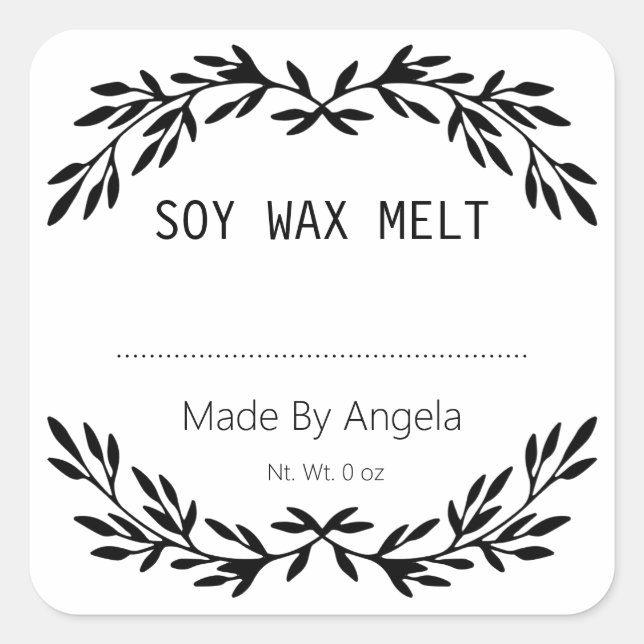 Schwarz und Weiß, hausgemacht Vintag Quadratischer Aufkleber (Vorderseite)