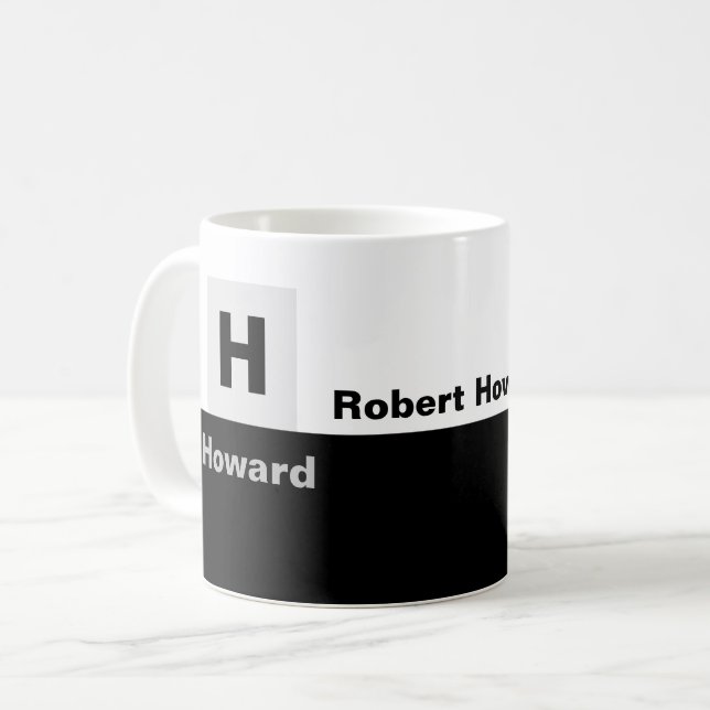 Schwarz und Weiß Kaffeetasse (Vorderseite Links)
