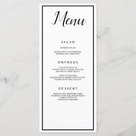 Schwarz und Weiß klassisch Menükarte