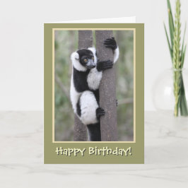 Schwarz und Weiß Lemur Happy Birthday Karte