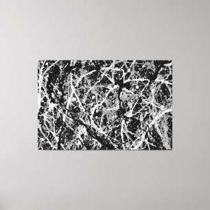 SCHWARZ UND WEISS LX - Action Painting -Abstrakt- Leinwanddruck