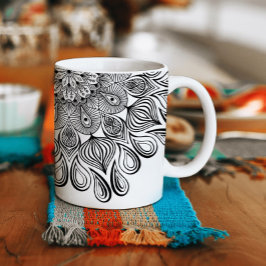 Schwarz und Weiß Mandala Trippy Psychedelic Hippie Kaffeetasse