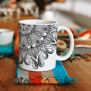 Schwarz und Weiß Mandala Trippy Psychedelic Hippie Kaffeetasse