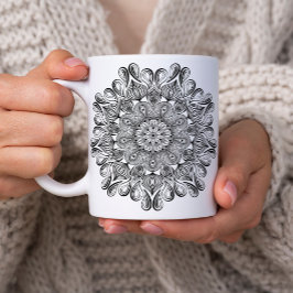 Schwarz und Weiß Mandala Trippy Psychedelic Hippie Kaffeetasse