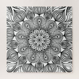 Schwarz und Weiß Mandala Trippy Psychedelic Hippie Puzzle
