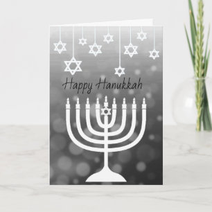 Schwarz und Weiß Menorah Happy Hanukkah Karte
