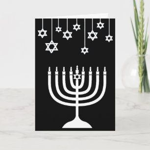 Schwarz und Weiß Menorah Happy Hanukkah Karte