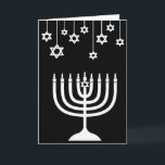 Schwarz und Weiß Menorah Happy Hanukkah Karte<br><div class="desc">Schwarz-Weiß Sterne von David und Happy Hanukkah menorah personalisierte Karte.</div>