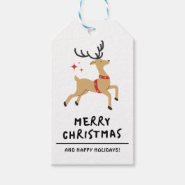 Schwarz und Weiß Minimalistisch frohe Weihnachten Geschenkanhänger